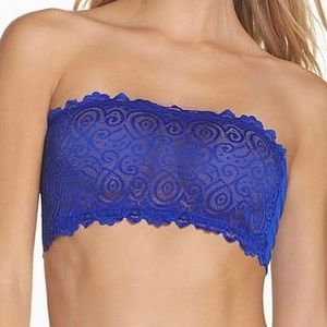 NEW! FREE PEOPLE Royal Blue Unlined Lace Bandeau Size XS/S